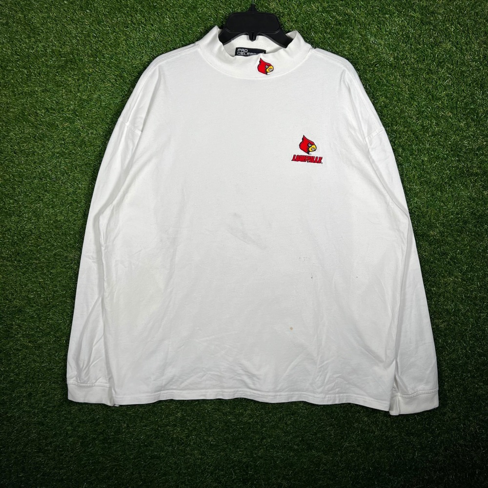 Pro Celebrity Louisville Cardinals Mock Neck Long Sleeve Shirt White Mens XXL